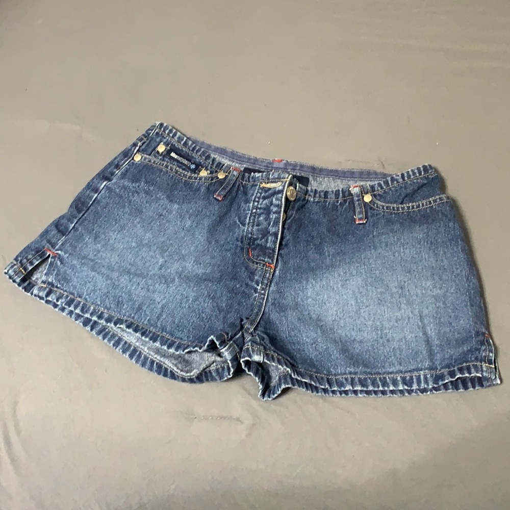 Blue asphalt denim shorts